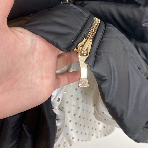 KATE SPADE Black Puffer Jacket with Removable Faux Fur Hood, Size S/P - Picture 3 of 13